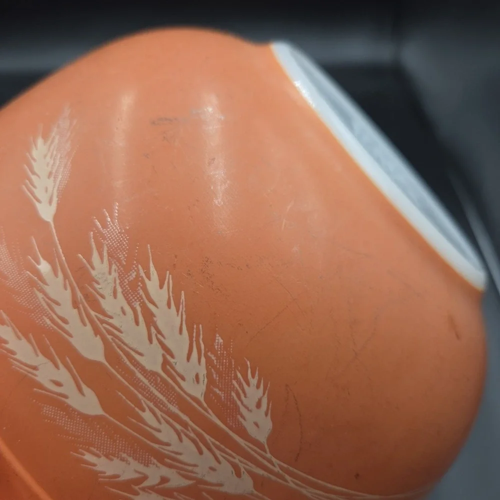 Vintage PYREX‎ Autumn Harvest Wheat 402 403 Nesting Mixing Bowls Set of 2
